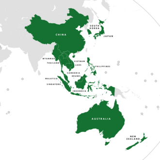 Map highlighting RCEP and ASEAN countries